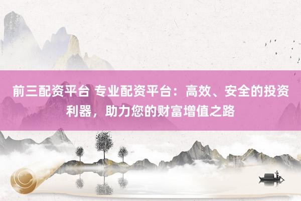 前三配资平台 专业配资平台：高效、安全的投资利器，助力您的财富增值之路
