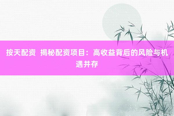 按天配资  揭秘配资项目：高收益背后的风险与机遇并存
