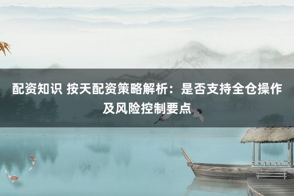 配资知识 按天配资策略解析：是否支持全仓操作及风险控制要点