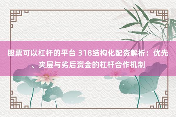 股票可以杠杆的平台 318结构化配资解析：优先、夹层与劣后资金的杠杆合作机制