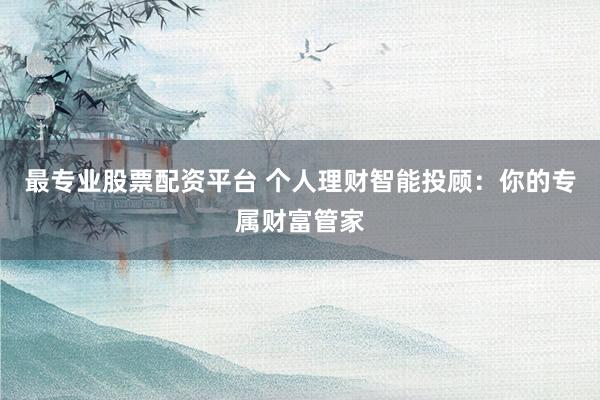 最专业股票配资平台 个人理财智能投顾：你的专属财富管家