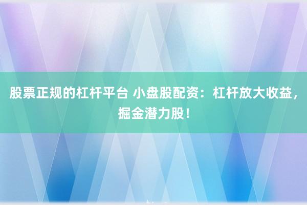 股票正规的杠杆平台 小盘股配资：杠杆放大收益，掘金潜力股！