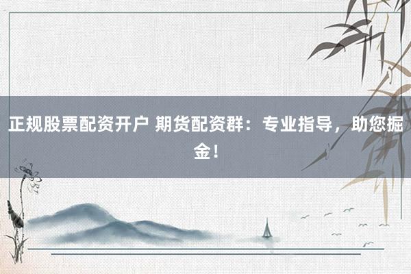 正规股票配资开户 期货配资群：专业指导，助您掘金！