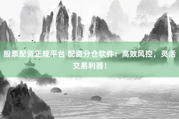 股票配资正规平台 配资分仓软件：高效风控，灵活交易利器！