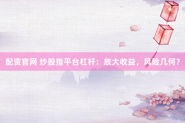 配资官网 炒股指平台杠杆：放大收益，风险几何？