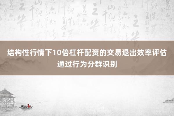 结构性行情下10倍杠杆配资的交易退出效率评估通过行为分群识别
