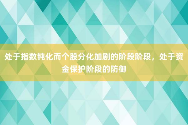 处于指数钝化而个股分化加剧的阶段阶段，处于资金保护阶段的防御