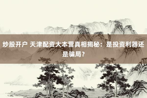 炒股开户 天津配资大本营真相揭秘:是投资利器还是骗局?