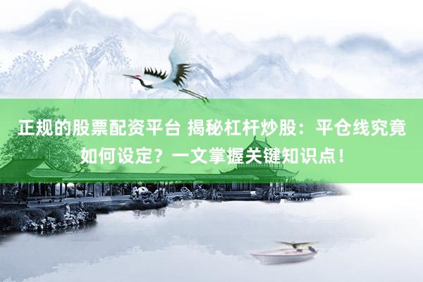 正规的股票配资平台 揭秘杠杆炒股:平仓线究竟如何设定?一文掌握关键知识点!