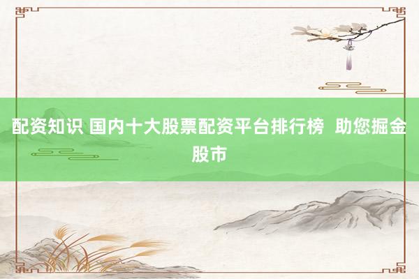 配资知识 国内十大股票配资平台排行榜  助您掘金股市